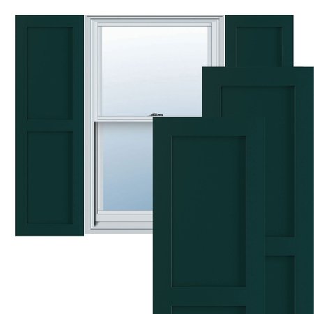 EKENA MILLWORK True Fit PVC Two Equal Flat Panel Shutters, Thermal Green, 18"W x 54"H TFP101FPF18X054FG